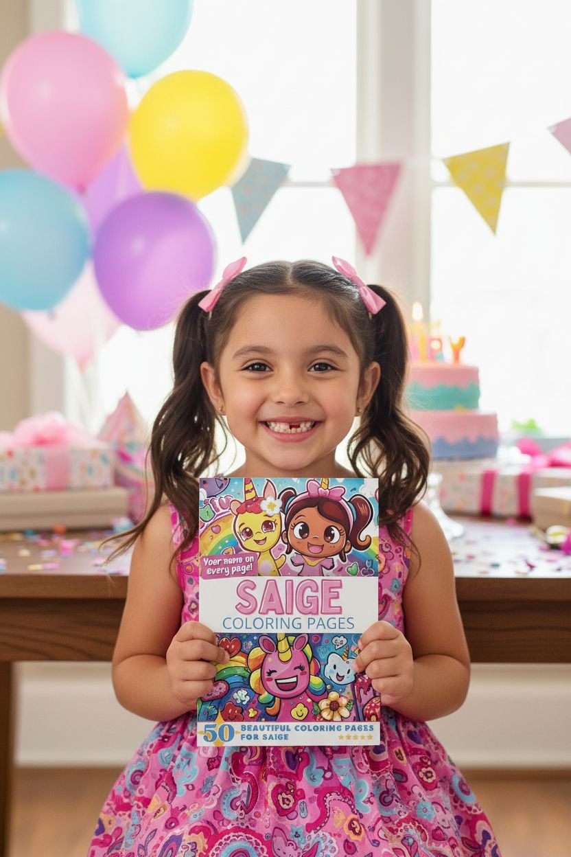 Saige coloring book in use