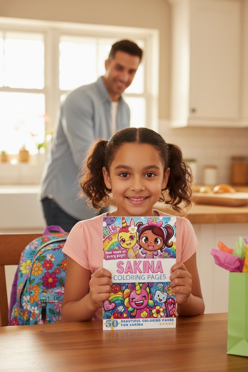 Sakina coloring book in use