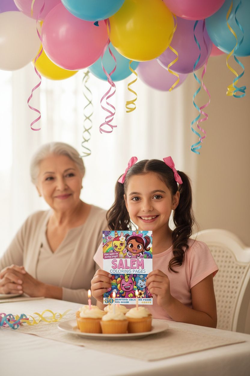 Salem coloring book in use