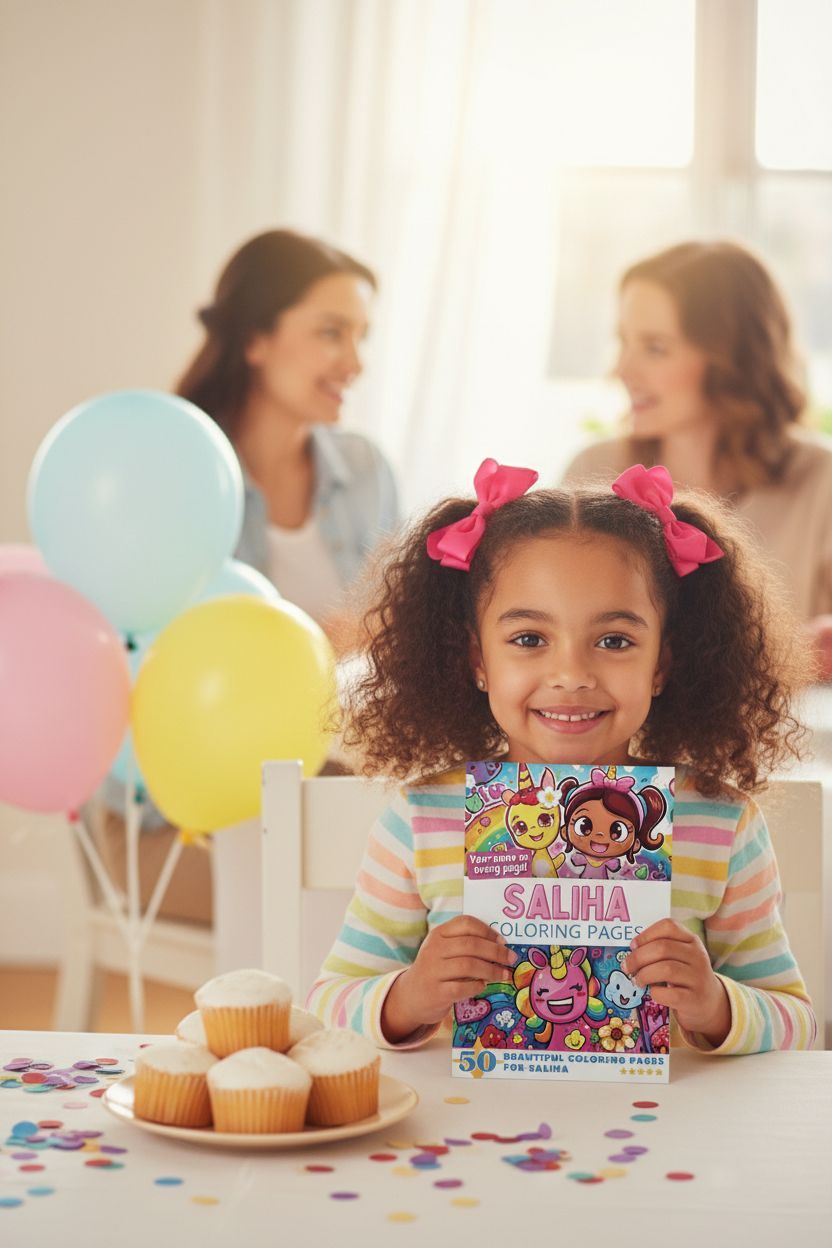 Saliha coloring book in use