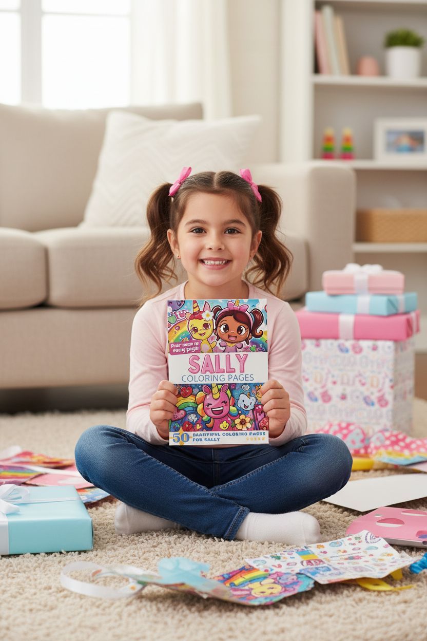 Sally coloring book in use