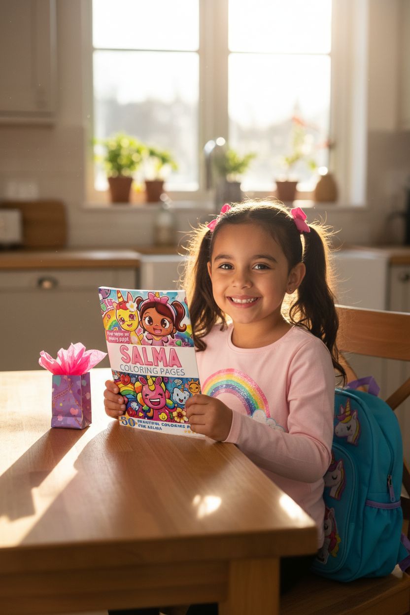 Salma coloring book in use