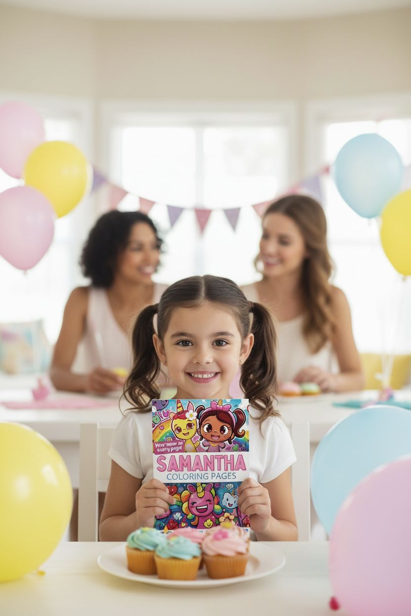 Samantha coloring book in use