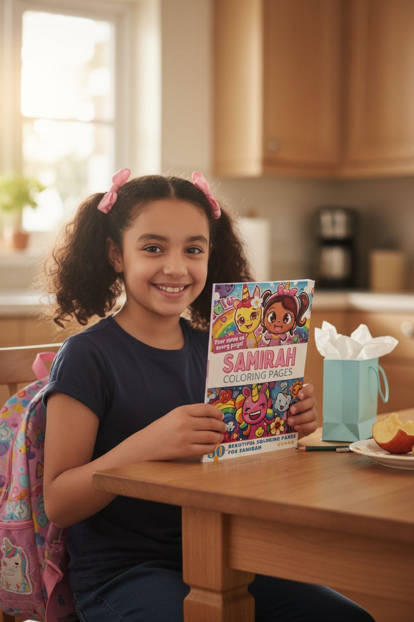 Samirah coloring book in use
