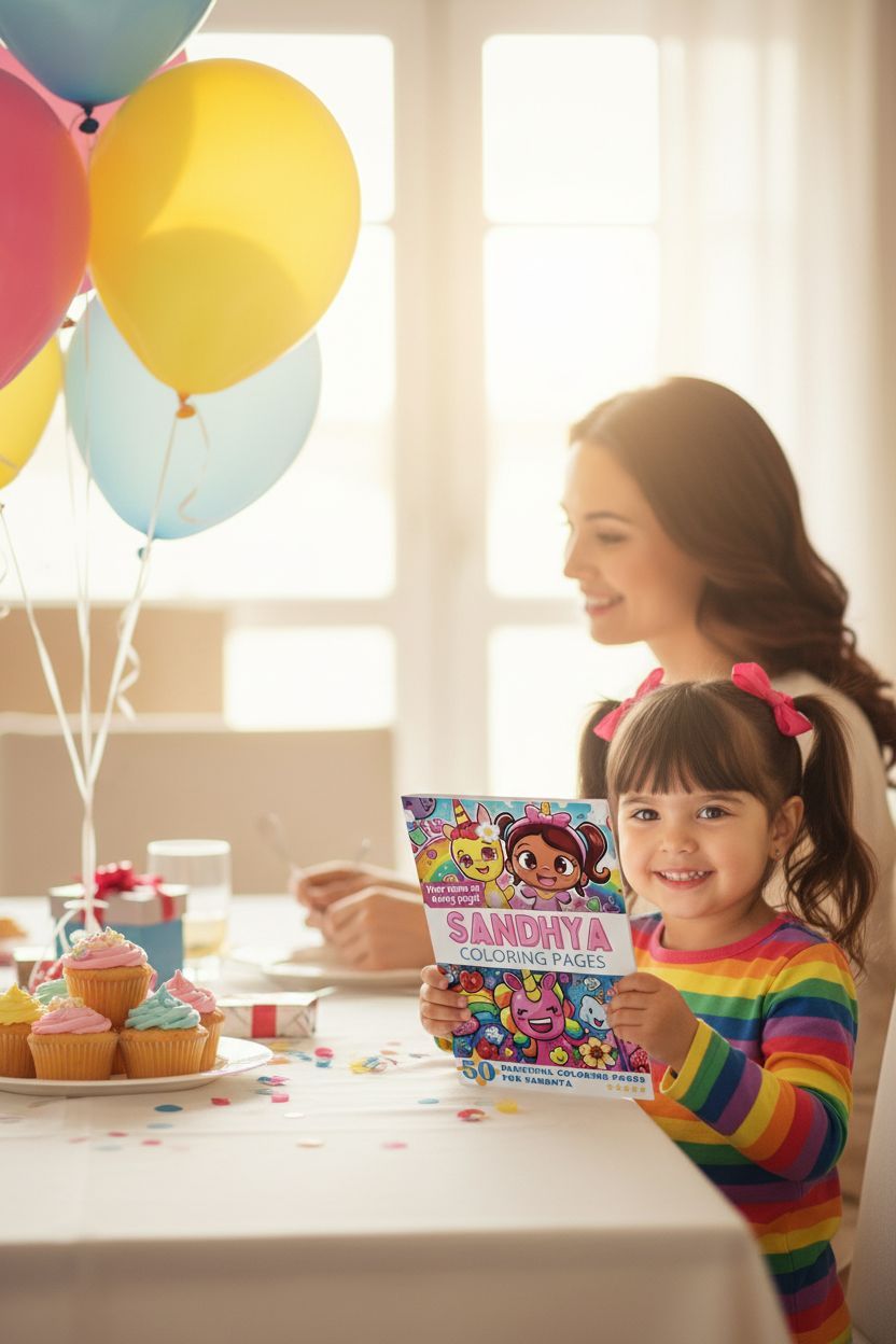 Sandhya coloring book in use