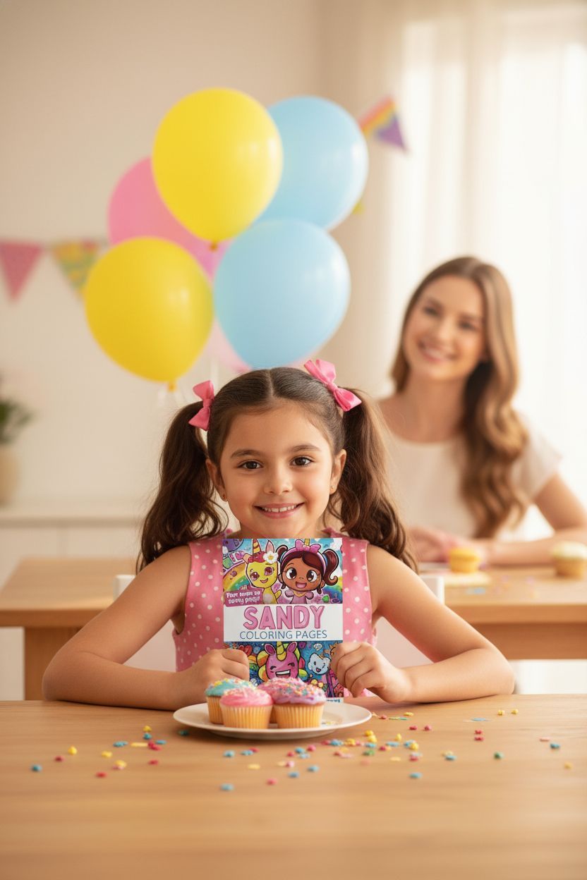 Sandy coloring book in use