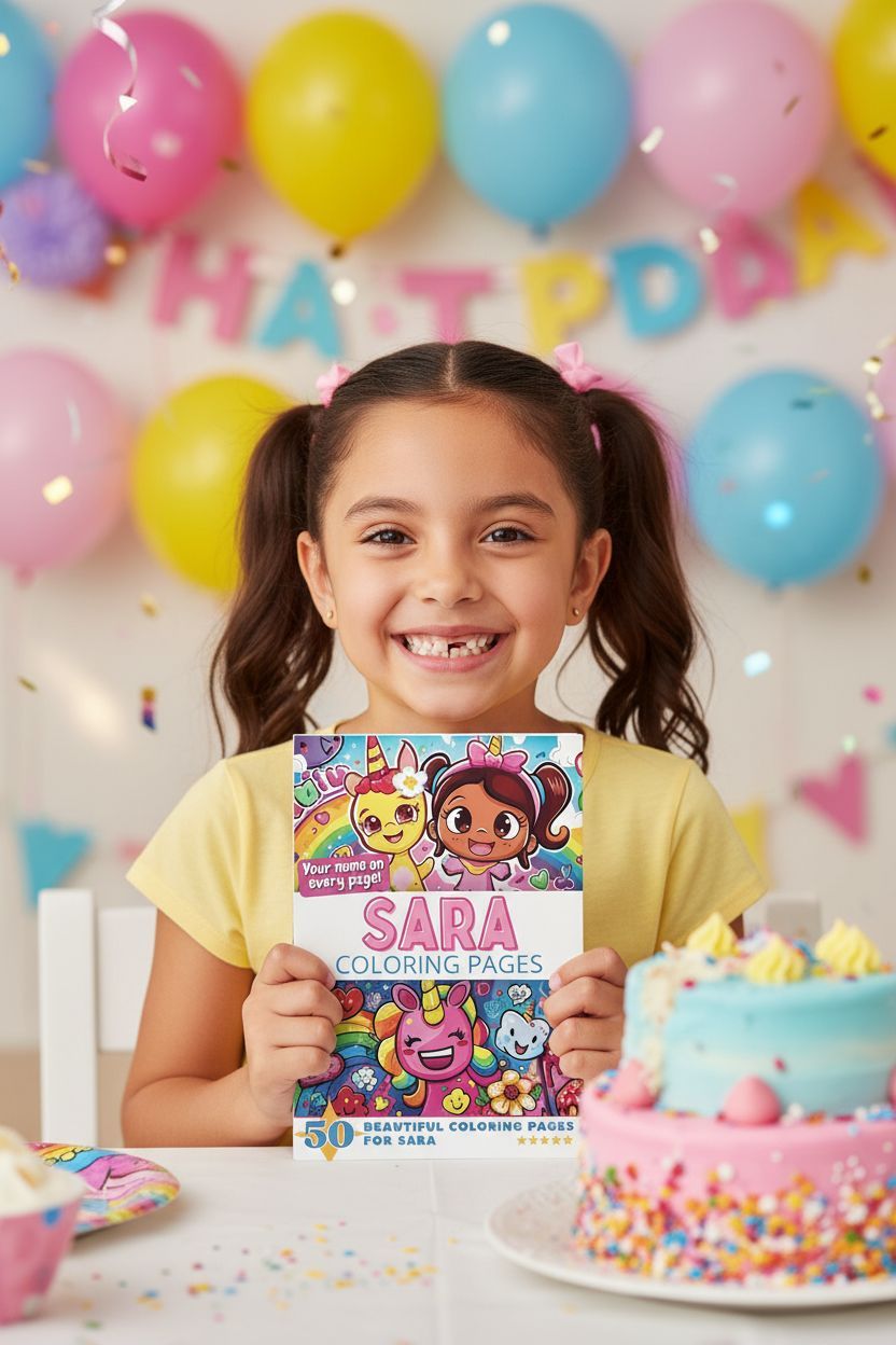 Sara coloring book in use