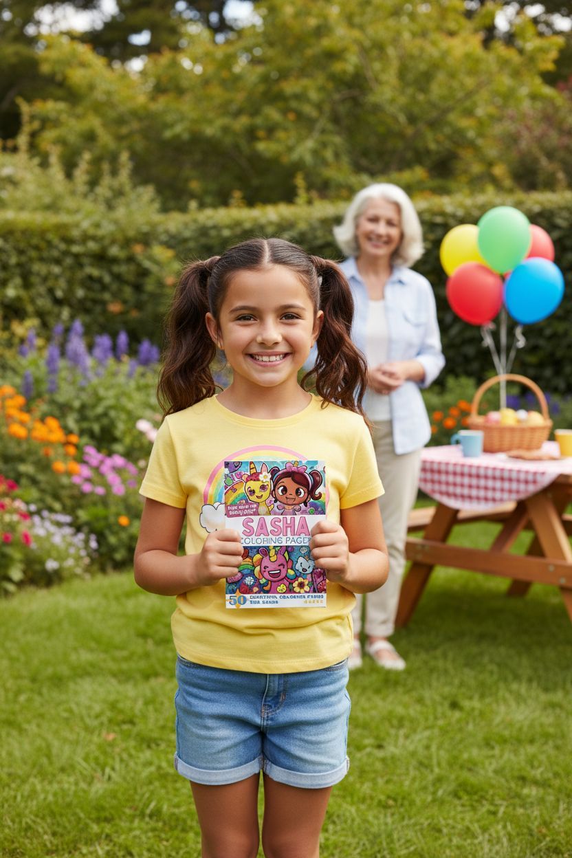 Sasha coloring book in use