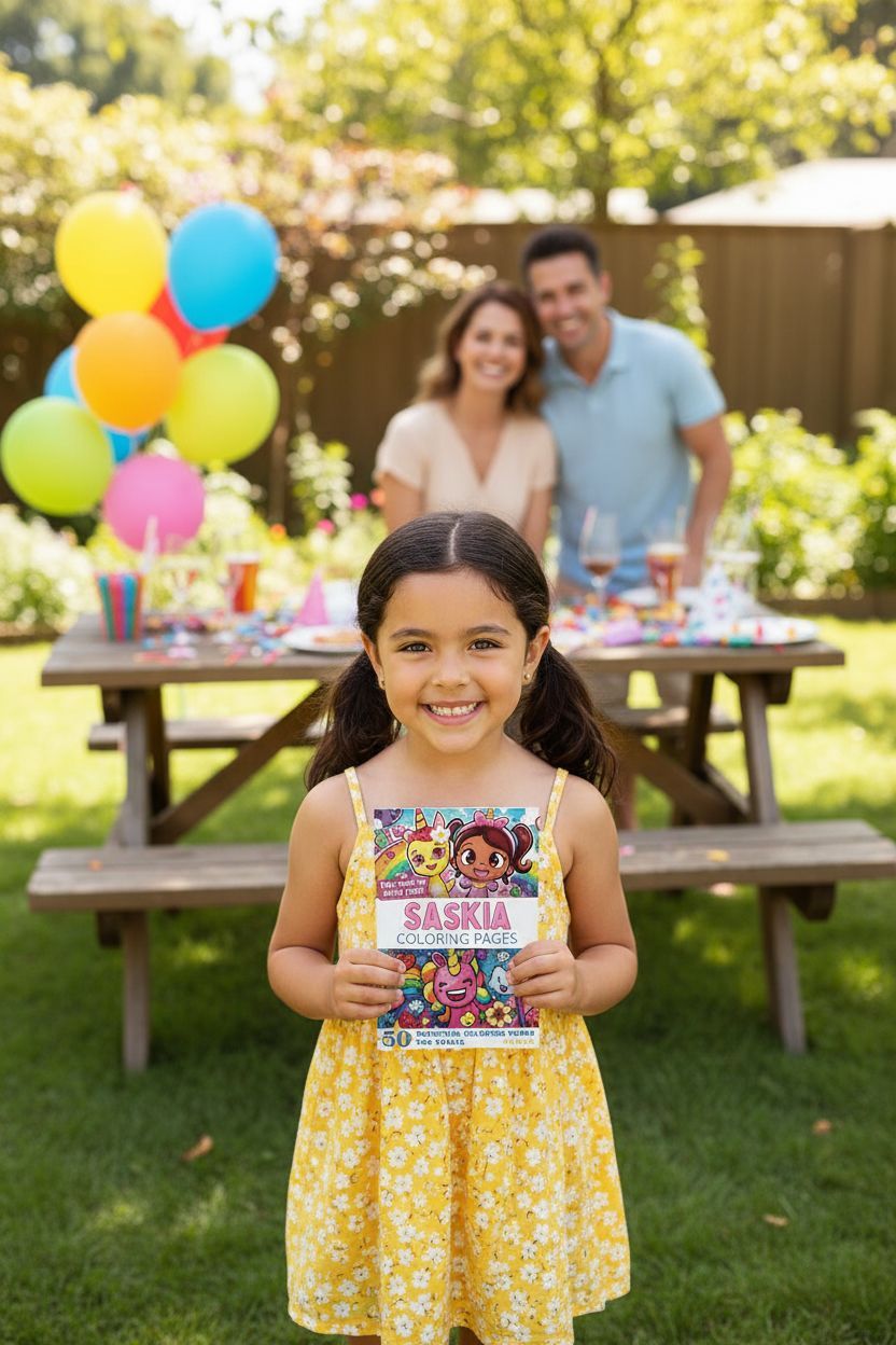 Saskia coloring book in use