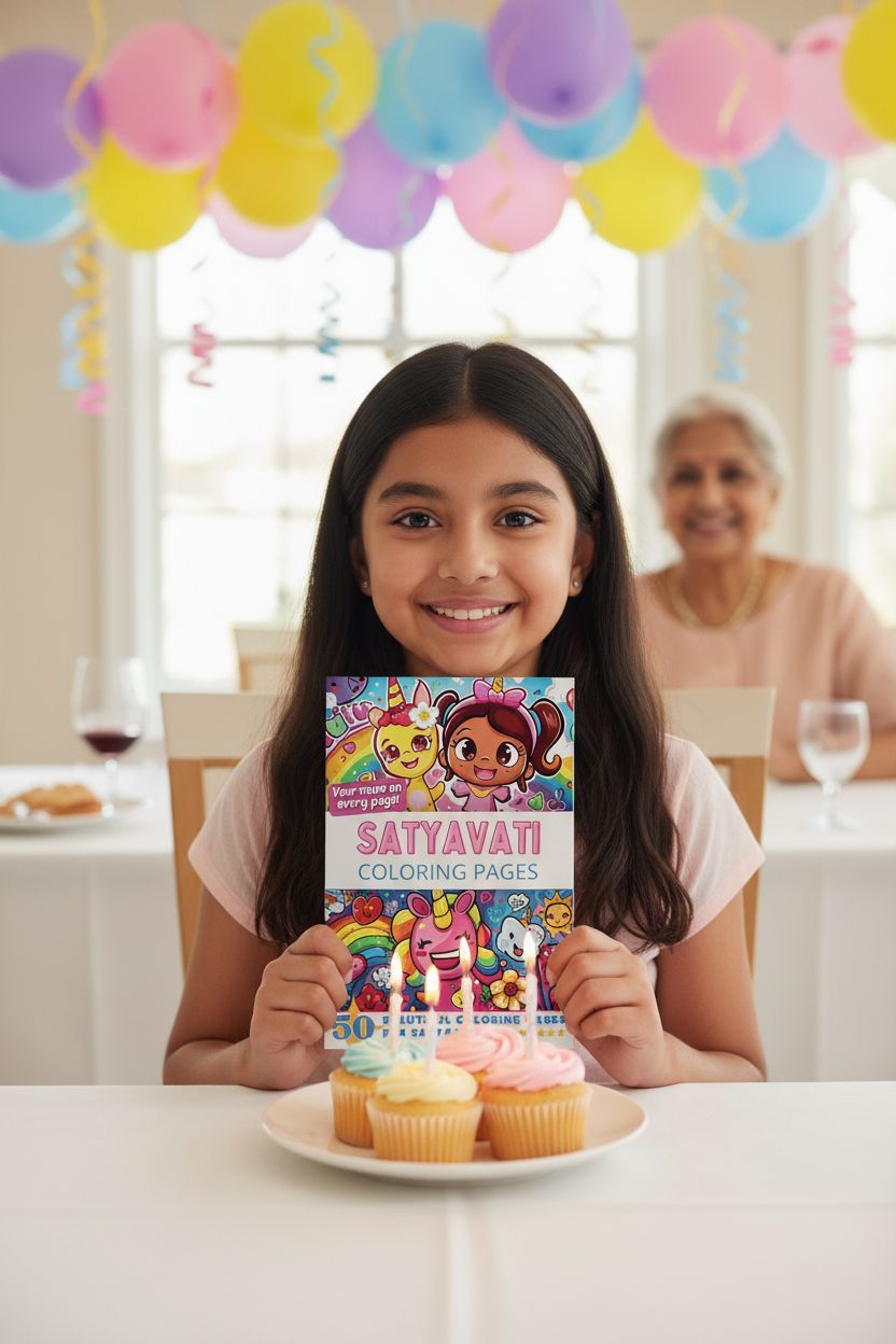 Satyavati coloring book in use