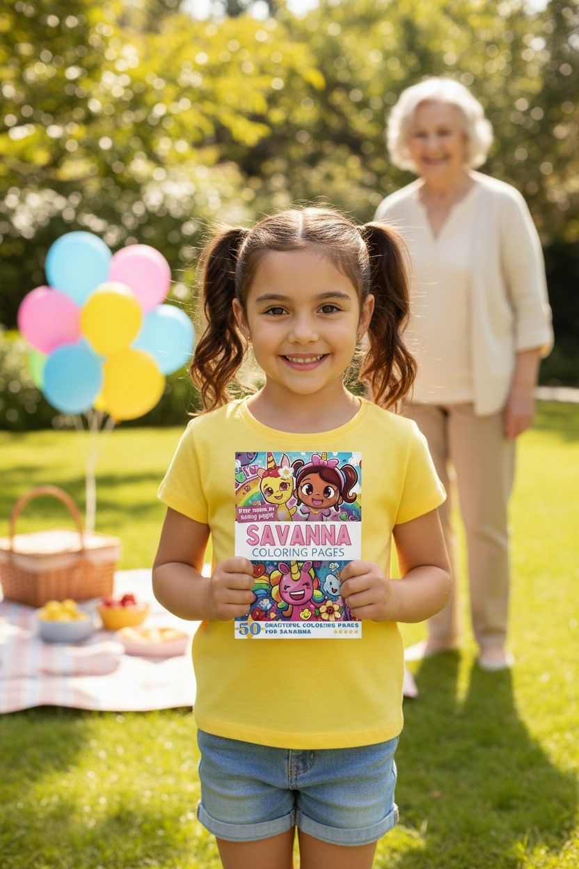 Savanna coloring book in use