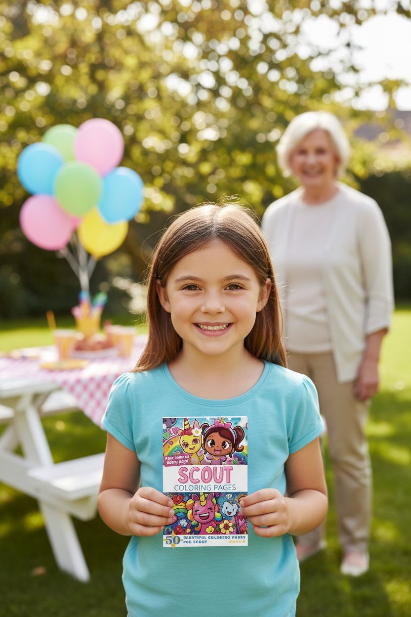 Scout coloring book in use