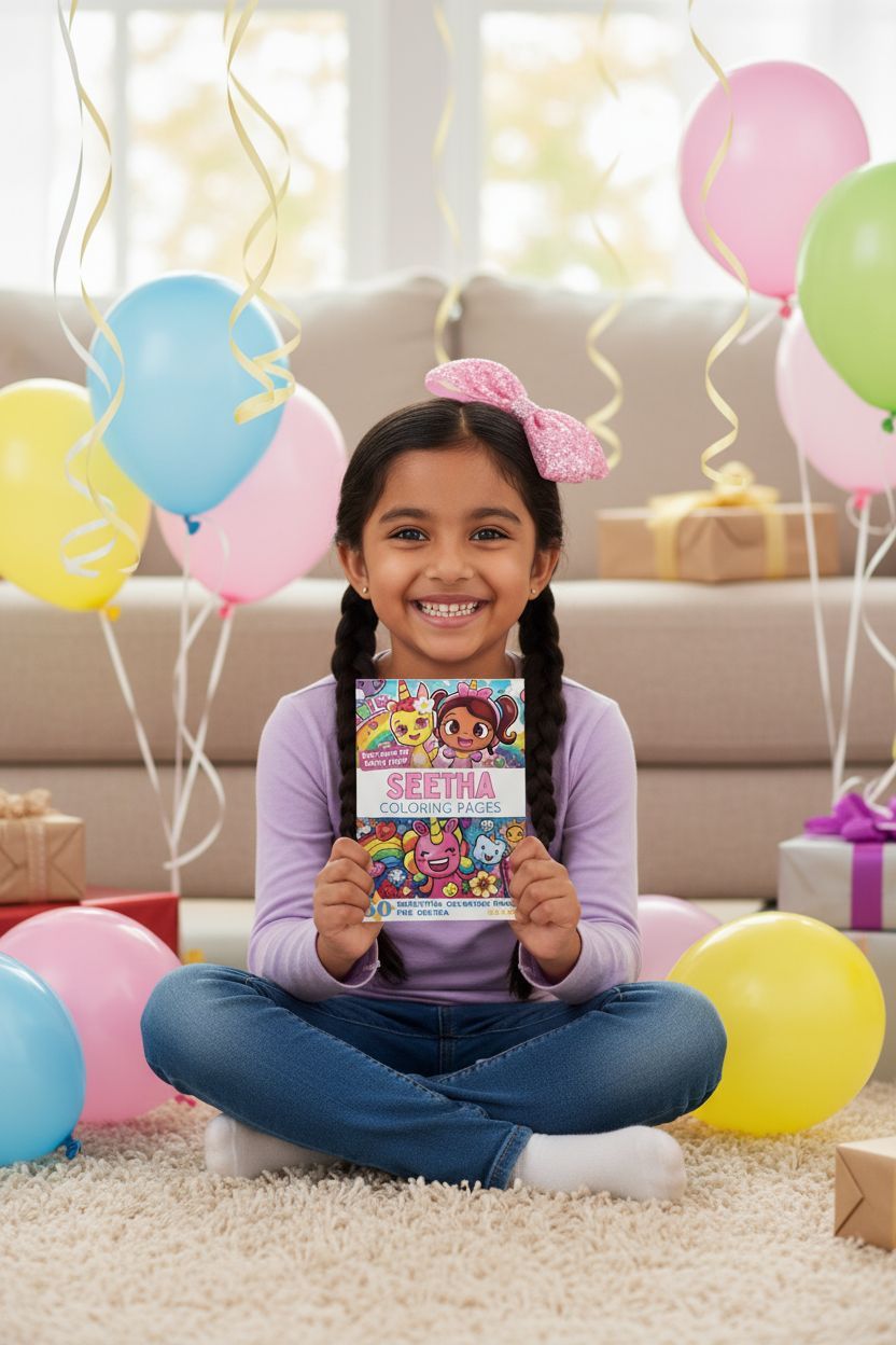 Seetha coloring book in use