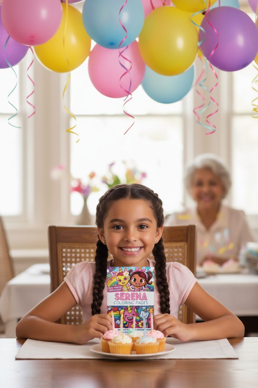 Serena coloring book in use