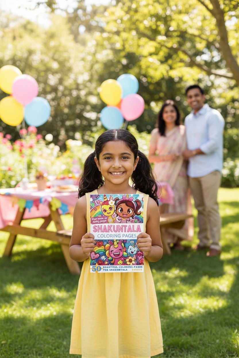 Shakuntala coloring book in use