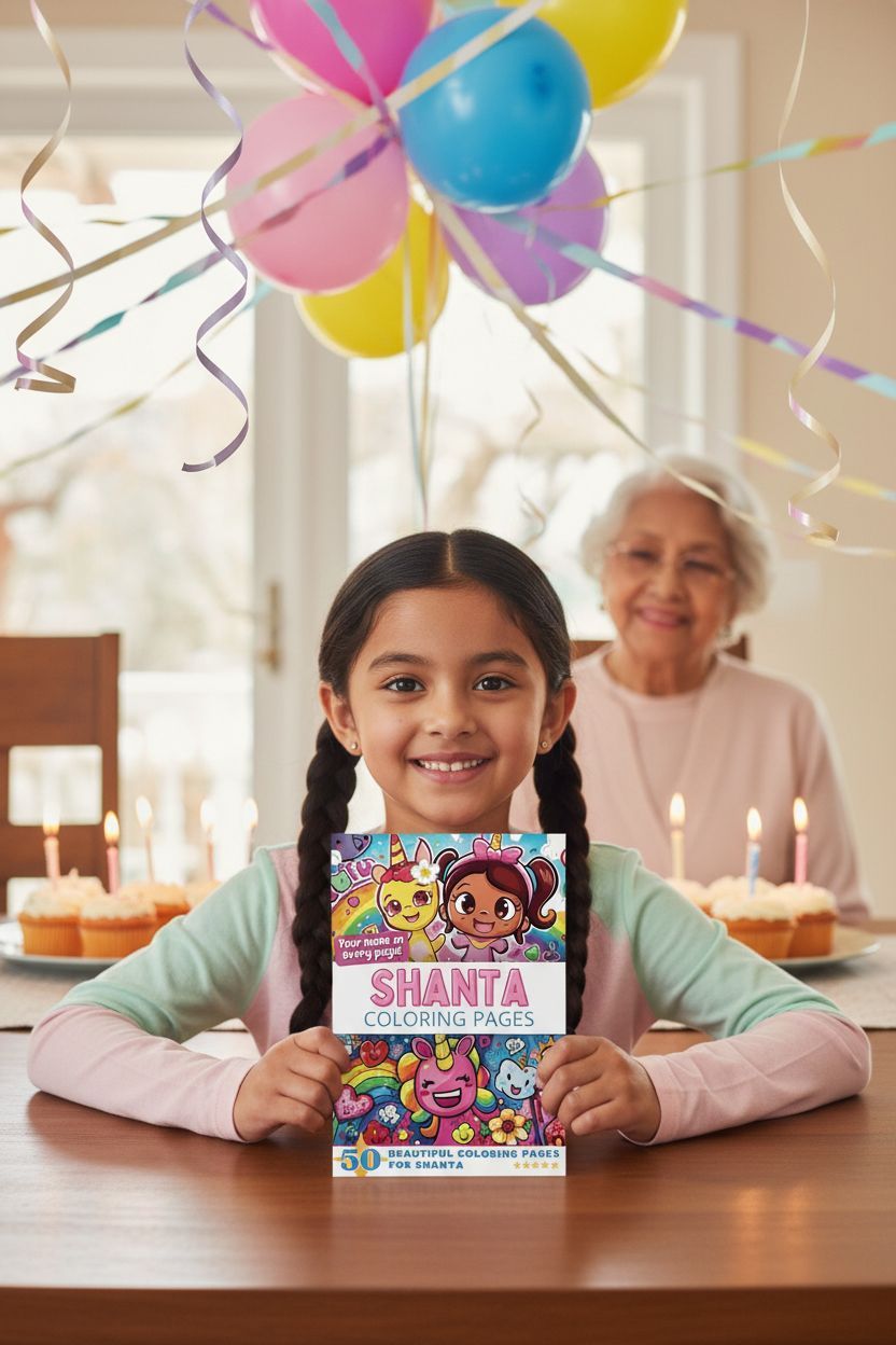 Shanta coloring book in use