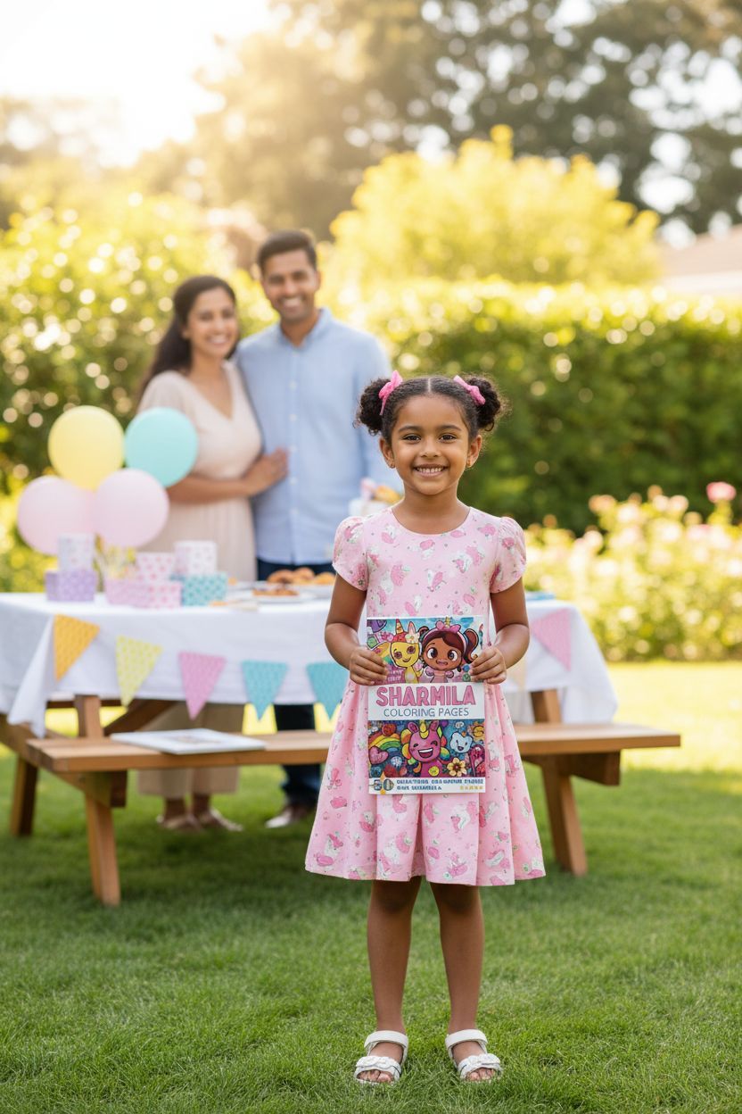 Sharmila coloring book in use