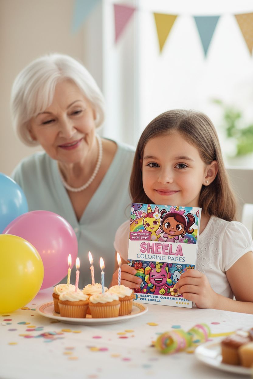 Sheela coloring book in use
