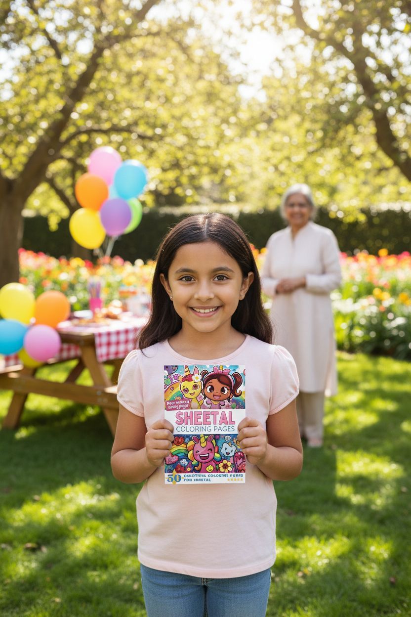 Sheetal coloring book in use