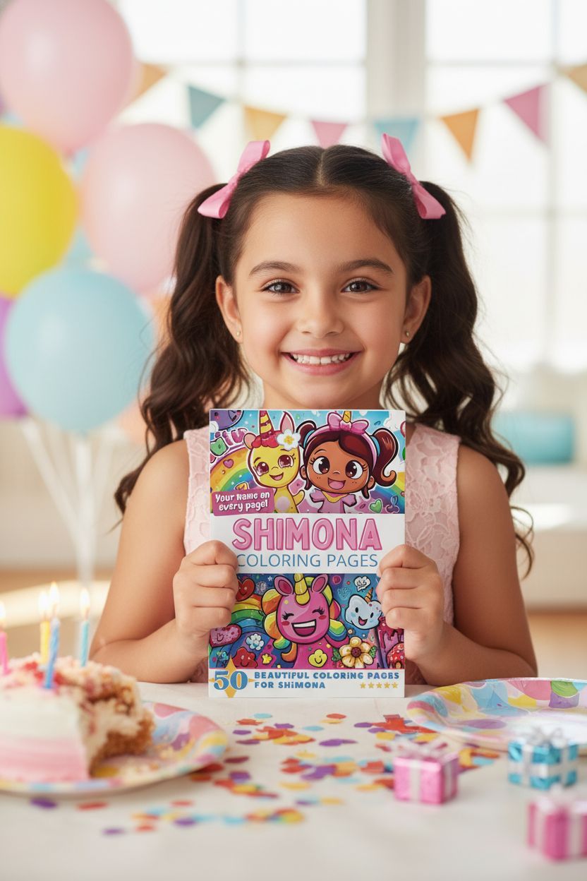 Shimona coloring book in use