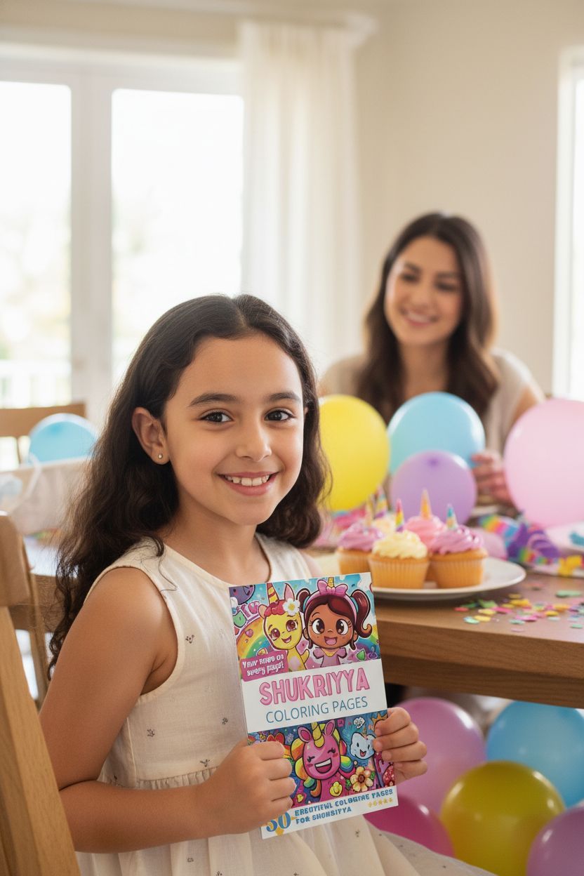 Shukriyya coloring book in use