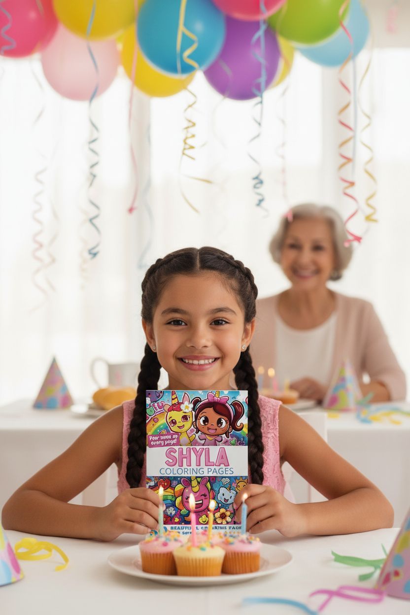 Shyla coloring book in use