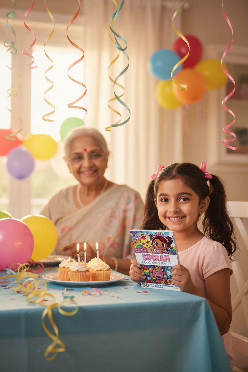 Simran coloring book in use