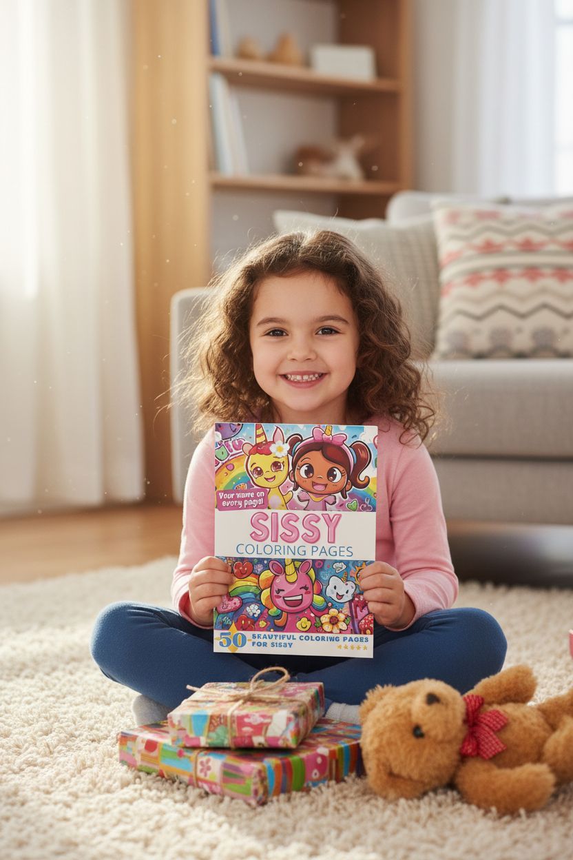 Sissy coloring book in use
