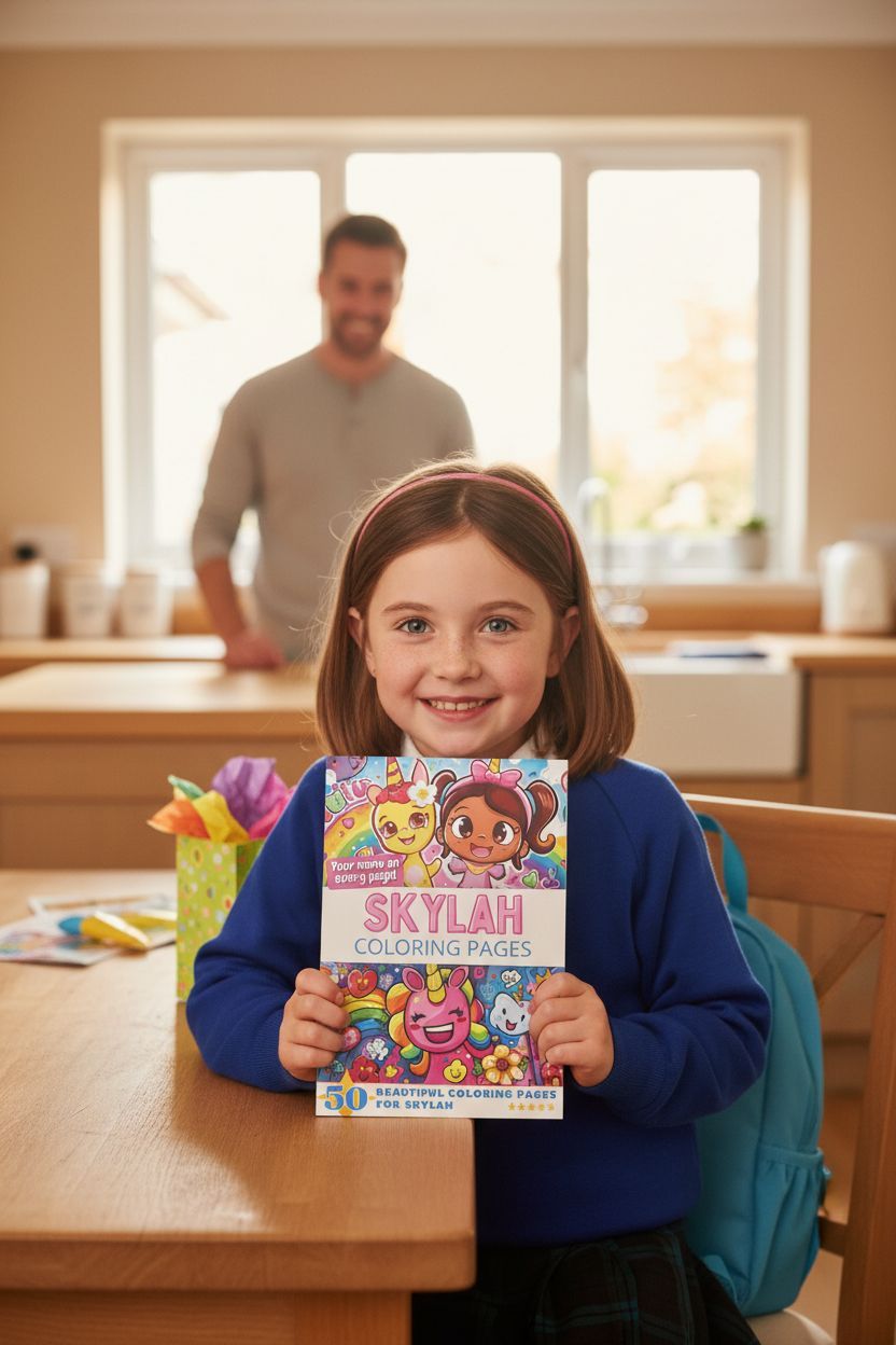 Skylah coloring book in use