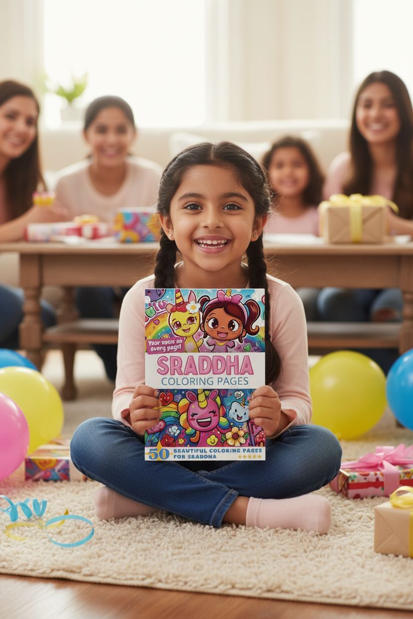 Sraddha coloring book in use