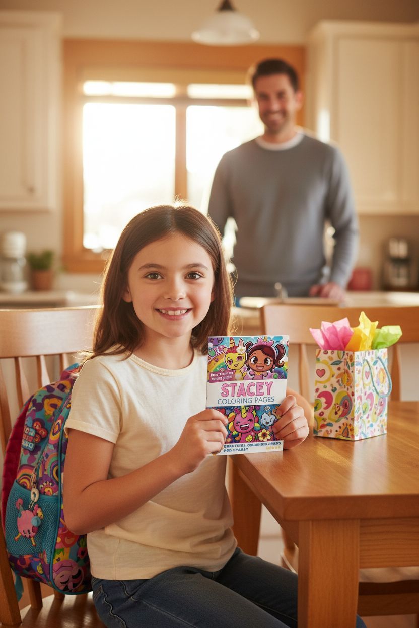 Stacey coloring book in use