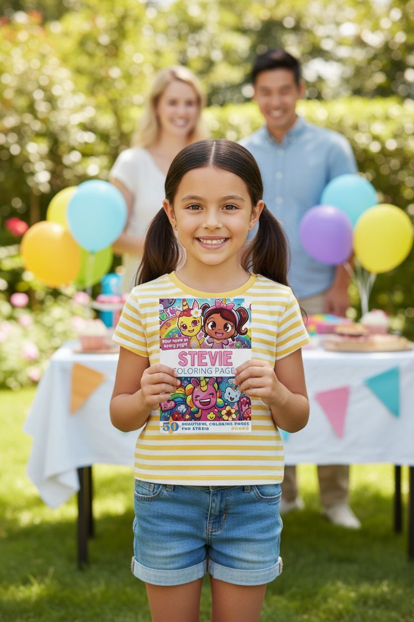 Stevie coloring book in use