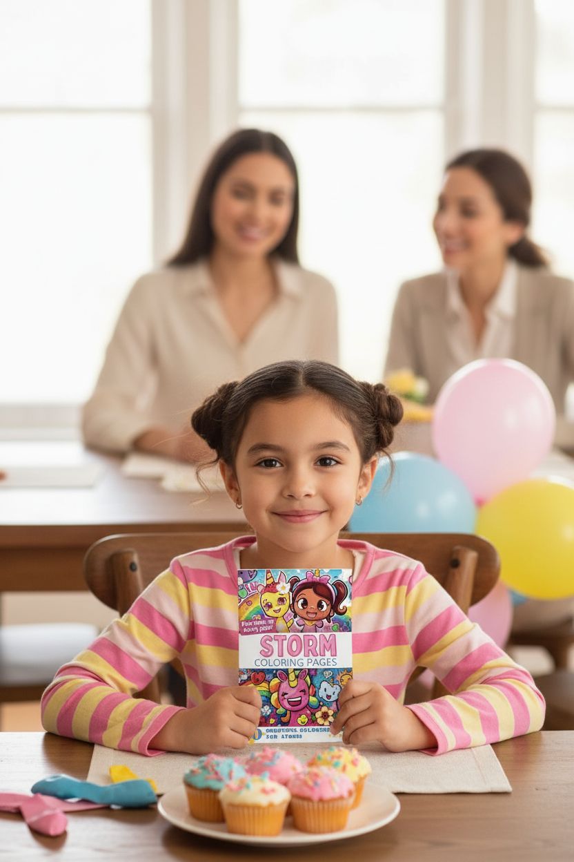 Storm coloring book in use