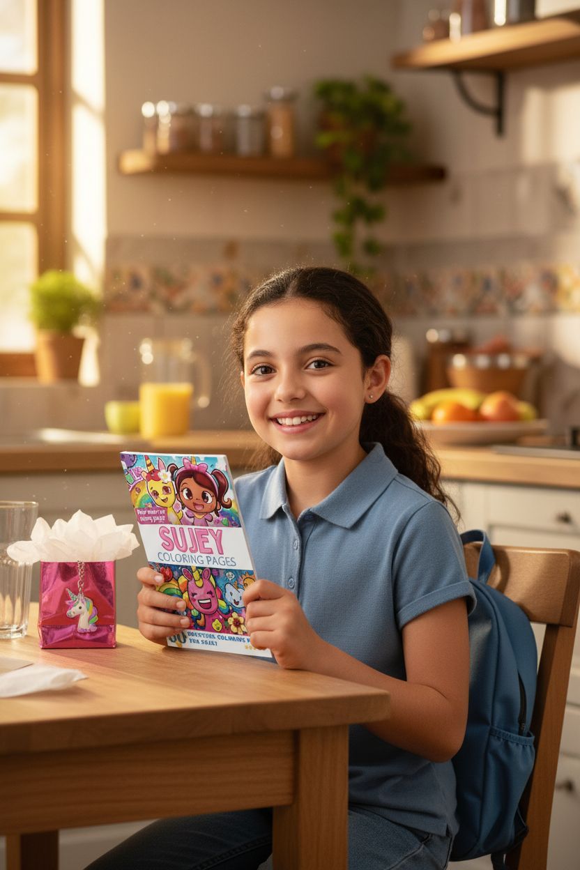 Sujey coloring book in use