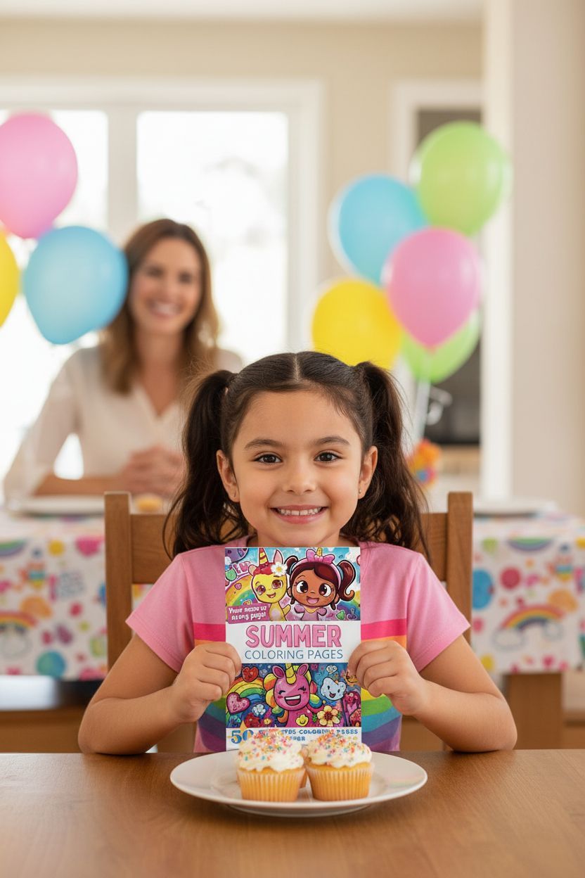 Summer coloring book in use