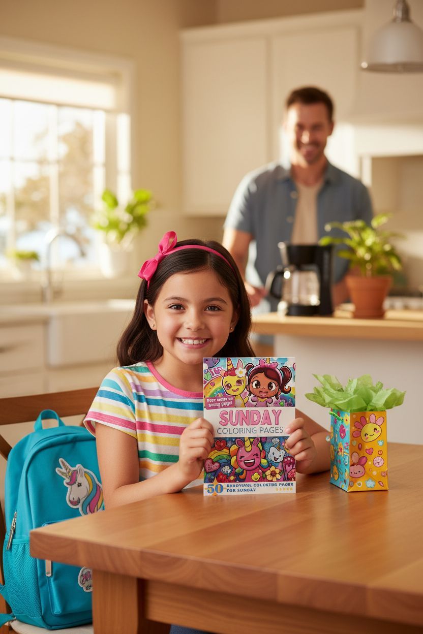 Sunday coloring book in use