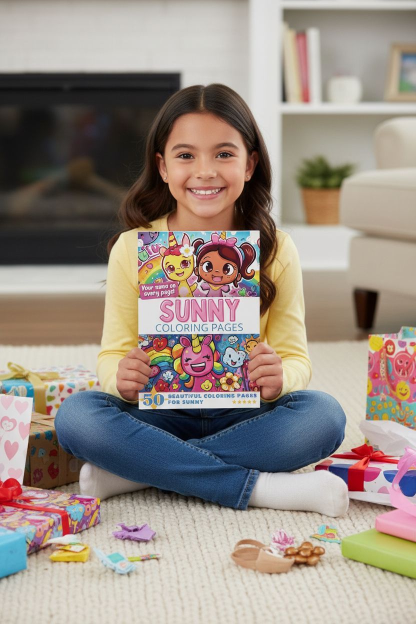 Sunny coloring book in use