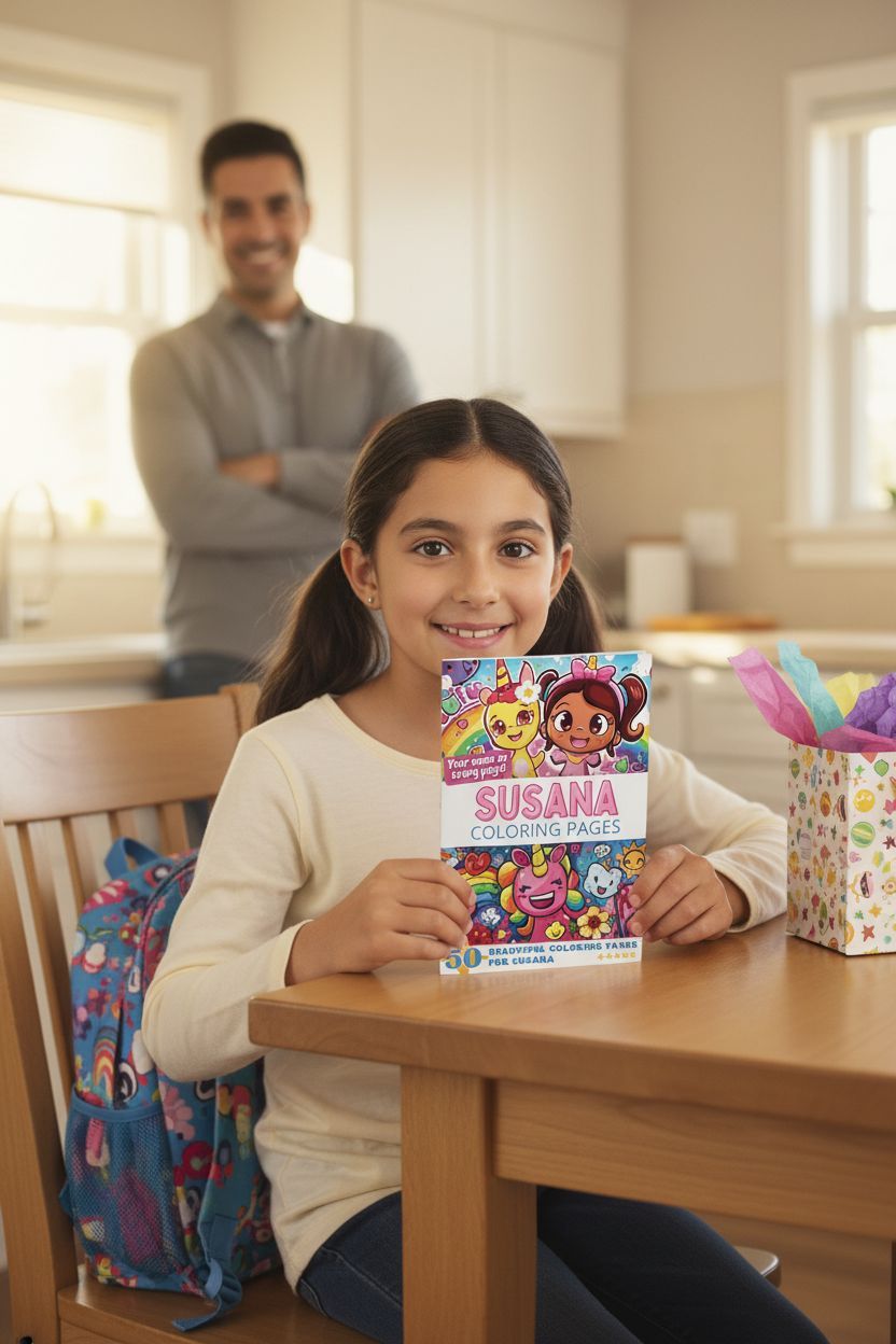 Susana coloring book in use