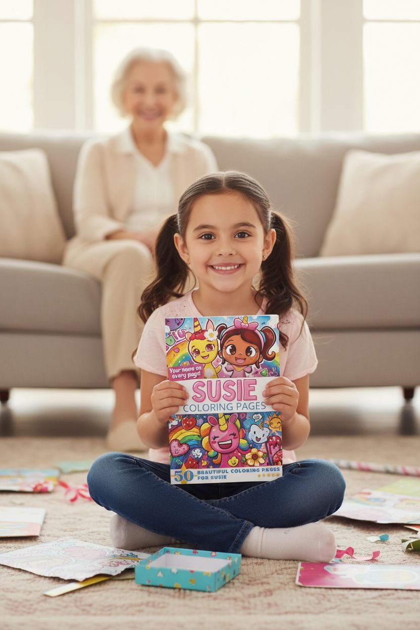 Susie coloring book in use