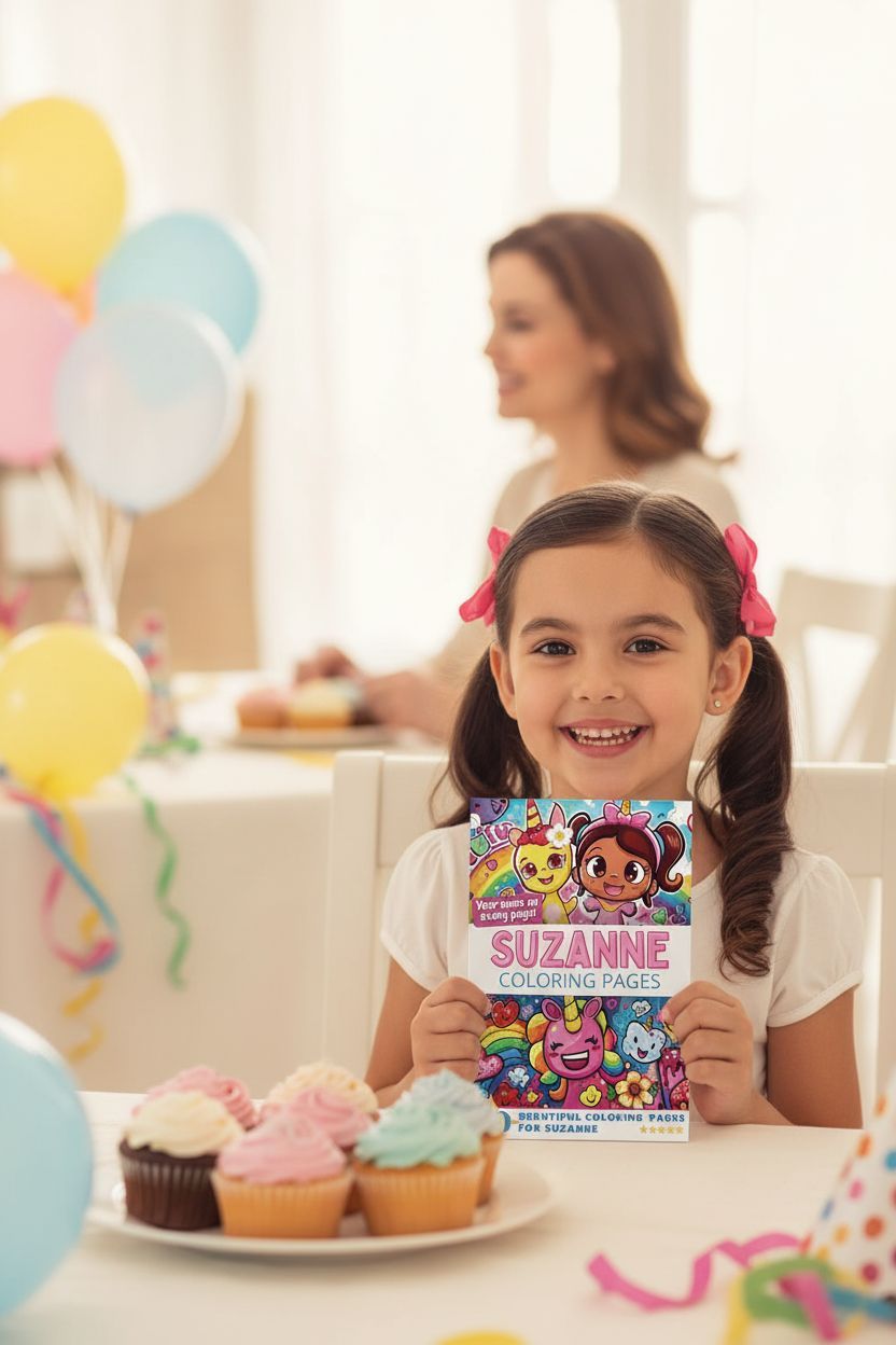 Suzanne coloring book in use