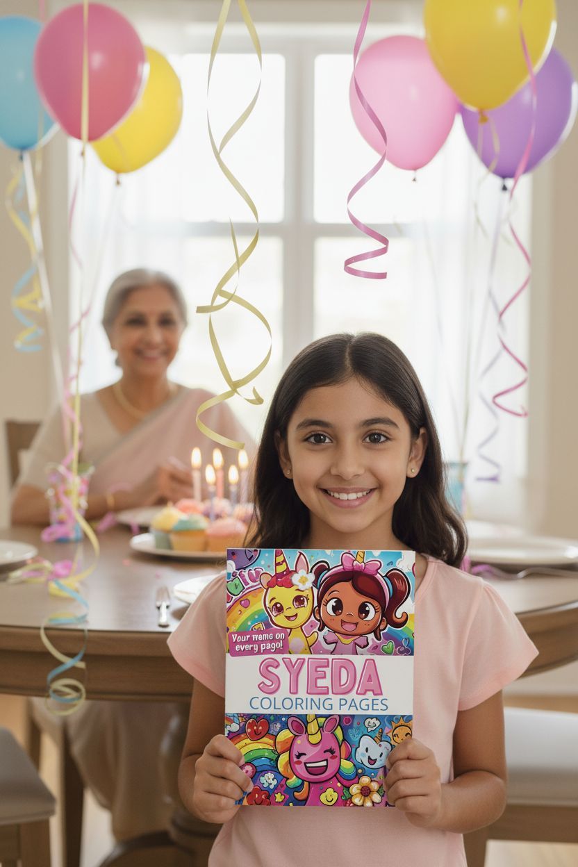 Syeda coloring book in use