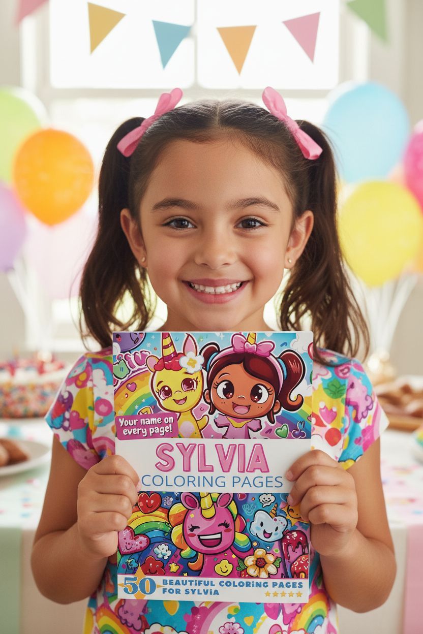 Sylvia coloring book in use