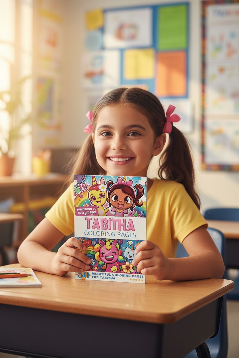 Tabitha coloring book in use