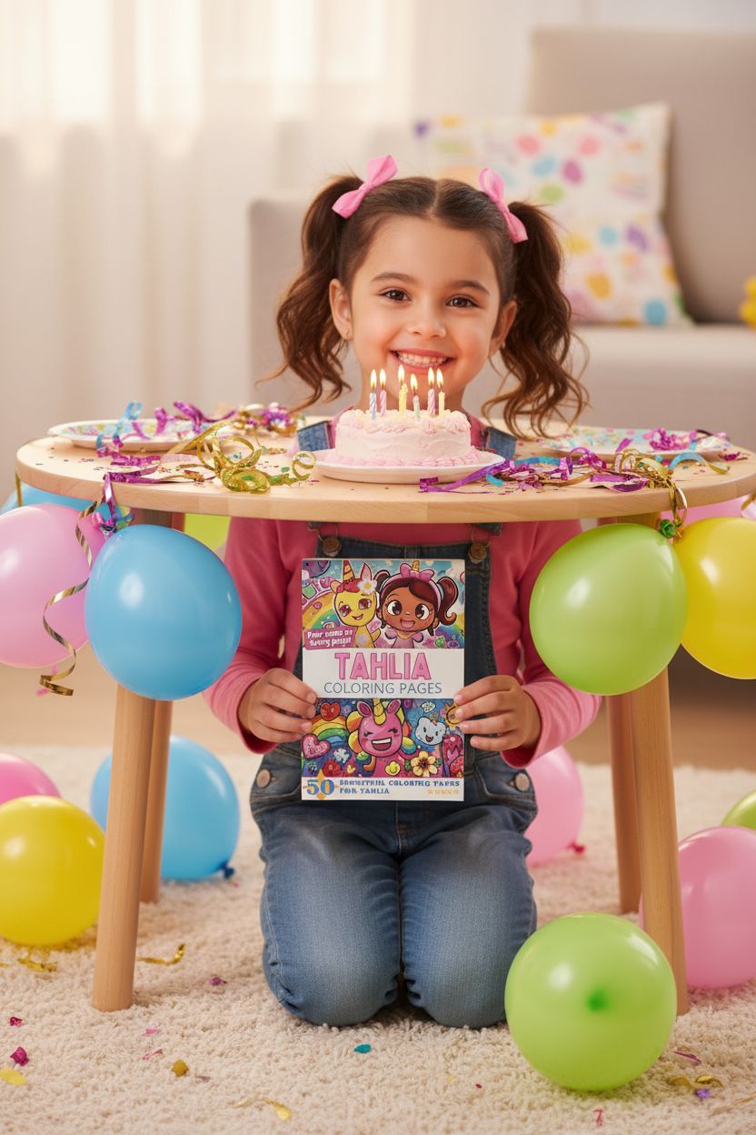 Tahlia coloring book in use