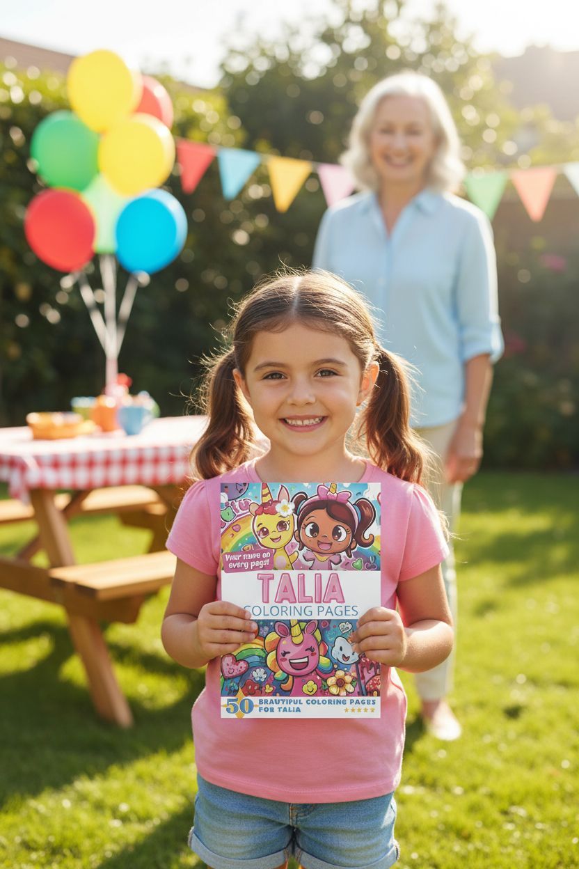 Talia coloring book in use