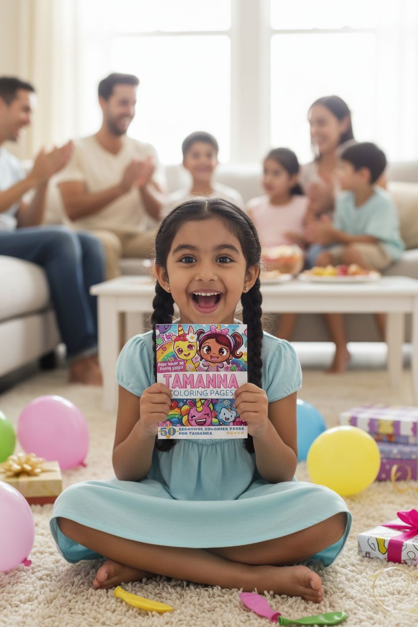 Tamanna coloring book in use