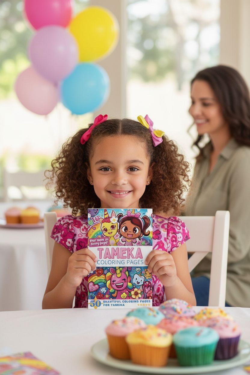 Tameka coloring book in use