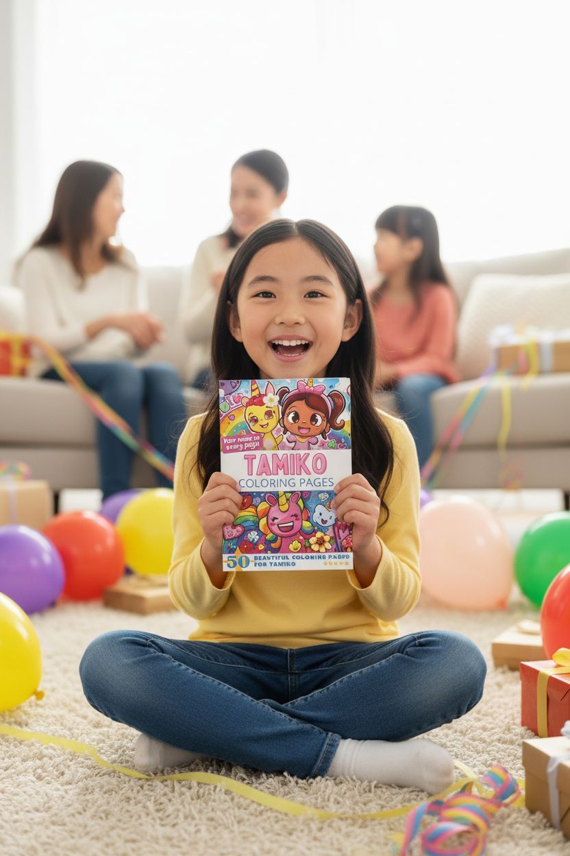 Tamiko coloring book in use