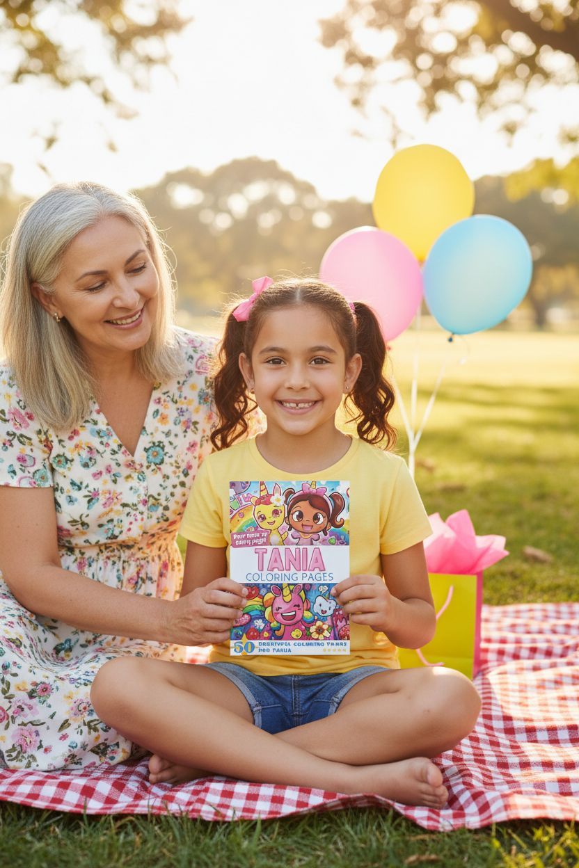 Tania coloring book in use