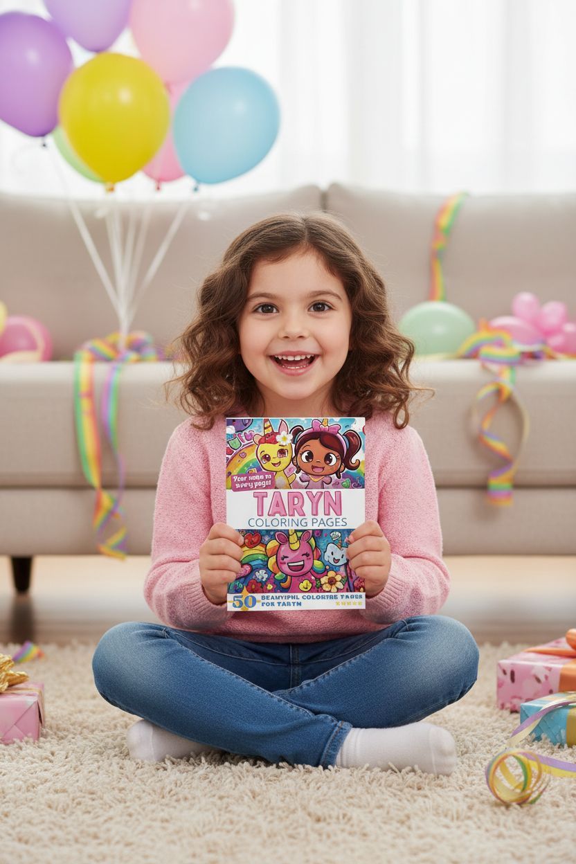 Taryn coloring book in use